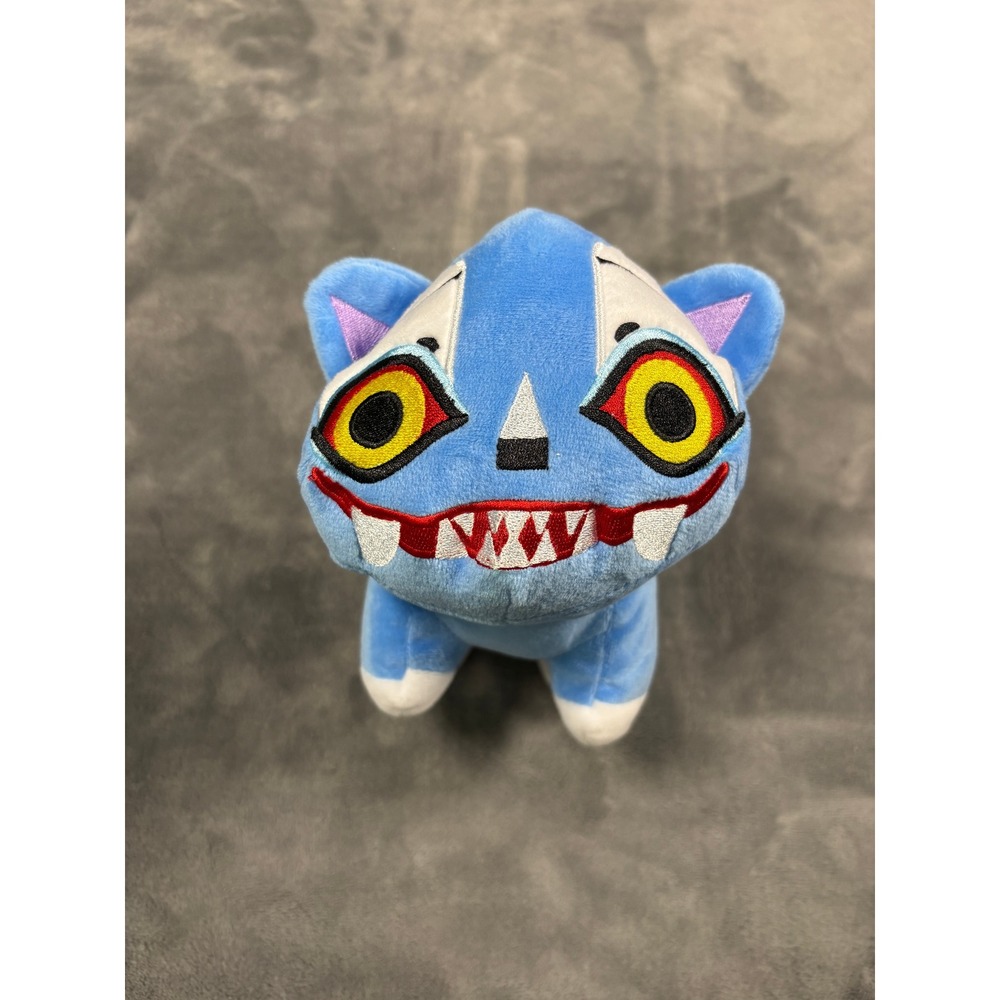 Unbranded Unisex Monster Cat Plush Toy 7 Inch Blue Striped Embroidered Details